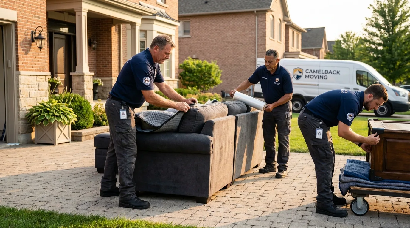 Large estate moving crew wrapping furniture in Glenrock, WY
