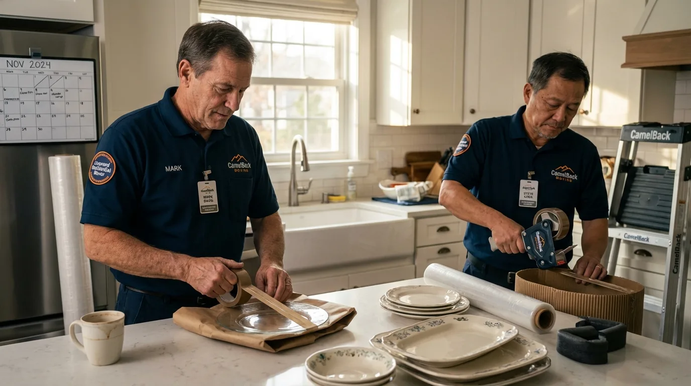 Professional crew packing kitchen dishware in Glenrock, WY